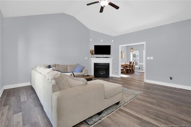 Living area with fireplace