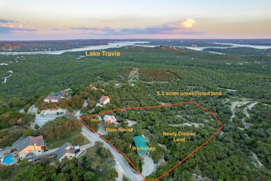 Aerial view at dusk of property boundaries highli