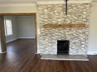 Detailed view of wood finished floors, crown moldi