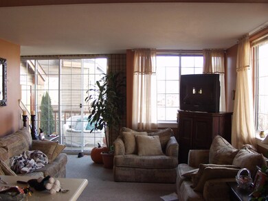 Living area with west facing deck