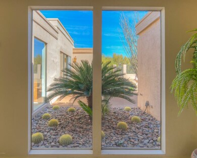 View of backyard from front door