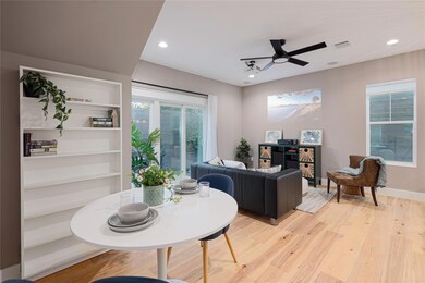 Dining room featuring visible vents, built in fea