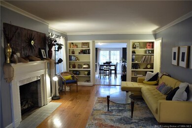 Living Room with Built In Book Shelves and Beautif