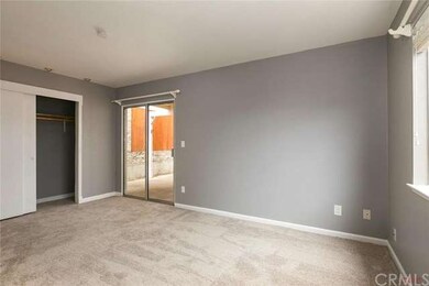 Master bedroom with new carpets and a slider to th
