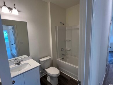 Full bathroom featuring hardwood / wood-style floo