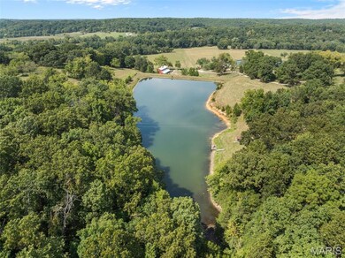 Aerial overview of property's location with a forest and a large body of water