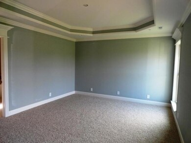 Master bedroom has trey ceilings and upgraded frieze carpet