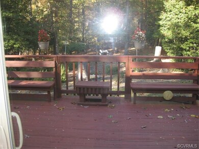 This Deck view shows the two built-in benches and 
