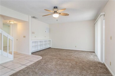 Living room with built-in bookcase