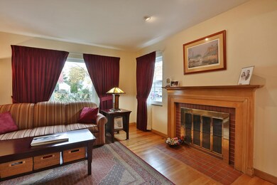 Fireplace and large picture window