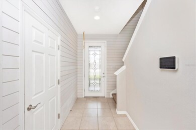 Foyer with ship-lap walls