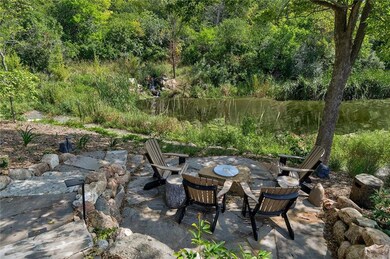 Propane firepit with lighting and sonos on shared 
