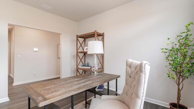 Office area with wood-type flooring