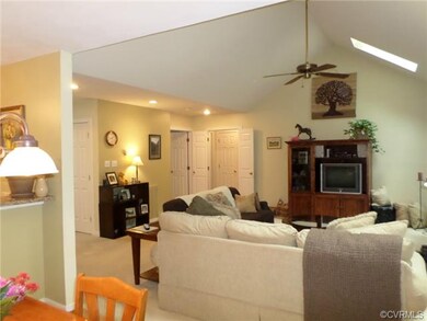 Family room with vaulted ceiling