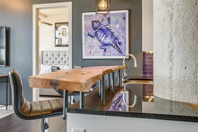 beautiful custom live edge bar top, upgraded light