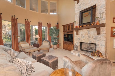 Gorgeous stone fireplace in family room