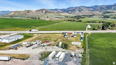 Overview of rural landscape featuring mountains