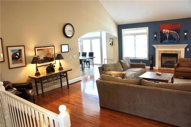 Living Room with wood floors, gas fireplace