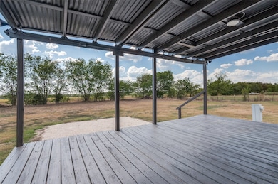 View of wooden deck painted recently.