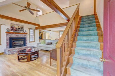 Living Room fireplace stair to loft
