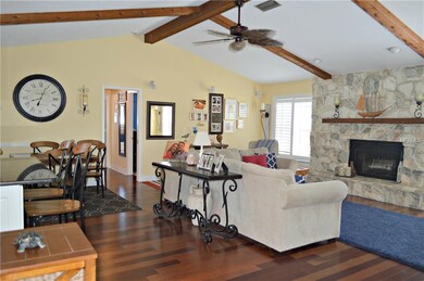 Wood burning fireplace in family room