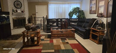 Living room featuring a fireplace