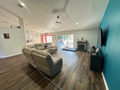 Living room with sliders to the covered porch