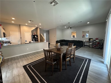 Dining area featuring recessed lighting, ceiling f