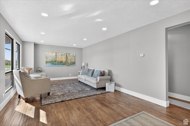 Living area featuring recessed lighting and wood finished floors