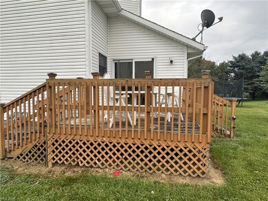 Deck featuring a trampoline and a lawn