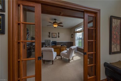 Private office with sliding doors and built-in boo