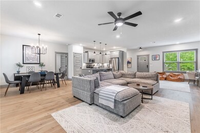 Beautiful engineered hard wood floors carry throughout the main living area.