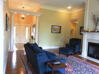 Spacious family room with gas fireplace featuring 