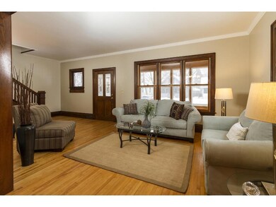 Inviting living room with natural woodwork