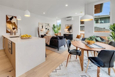 Bright and spacious living and kitchen.