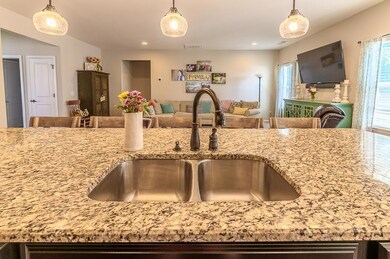 Under-mount sink and custom pendant lighting