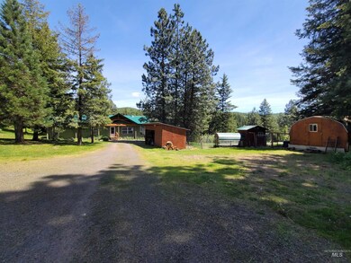 View of yard with dirt driveway and an outbuilding