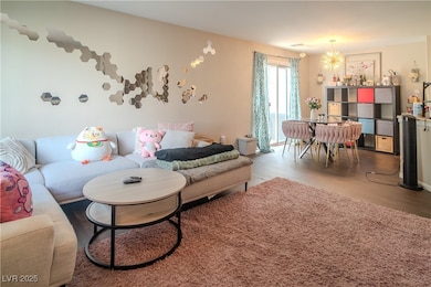 Living area with wood finished floors