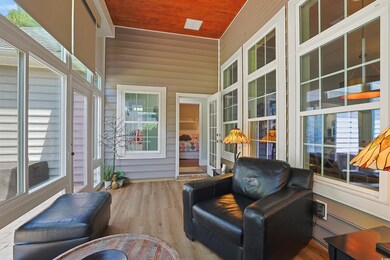 Exterior space with wooden ceiling