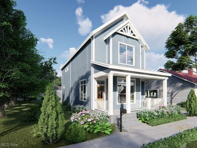 View of front of property featuring a front lawn and covered porch