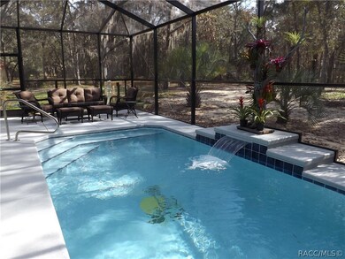 New pool with tile palm tree inset. water fall fea