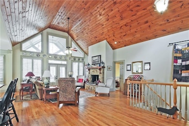 Stone fireplace in great room perfect for those cool mountain evenings.