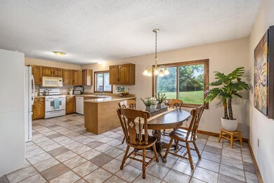Kitchen open to dining area