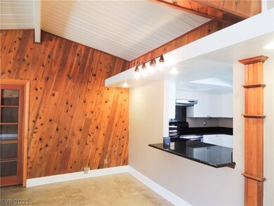 Kitchen bar into living area