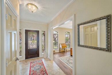 Stunning entry with solid wood led glass door and led glass windows.