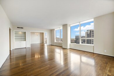 Expansive living room with beautiful hardwood floo