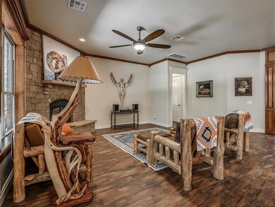 Living room featuring dark hardwood / wood-style f