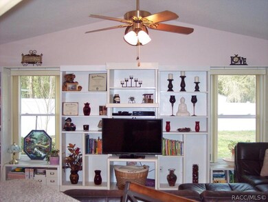 Family room with bookshelves