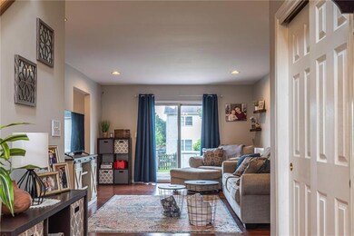 Entrance foyer looking into living room