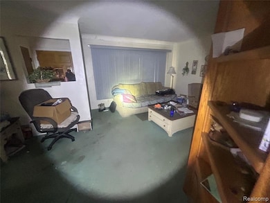 Bedroom with finished concrete flooring